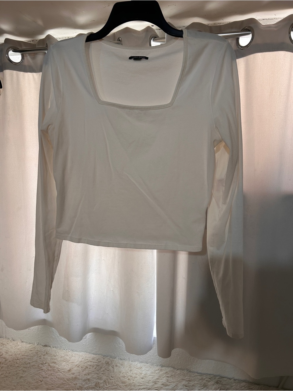wild fable Cream Long-Sleeve Square Neck Crop Top
